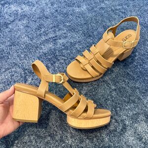 Earth Women’s Leather Adona Fisherman Platform Sandals Medium Natural Size 7.5